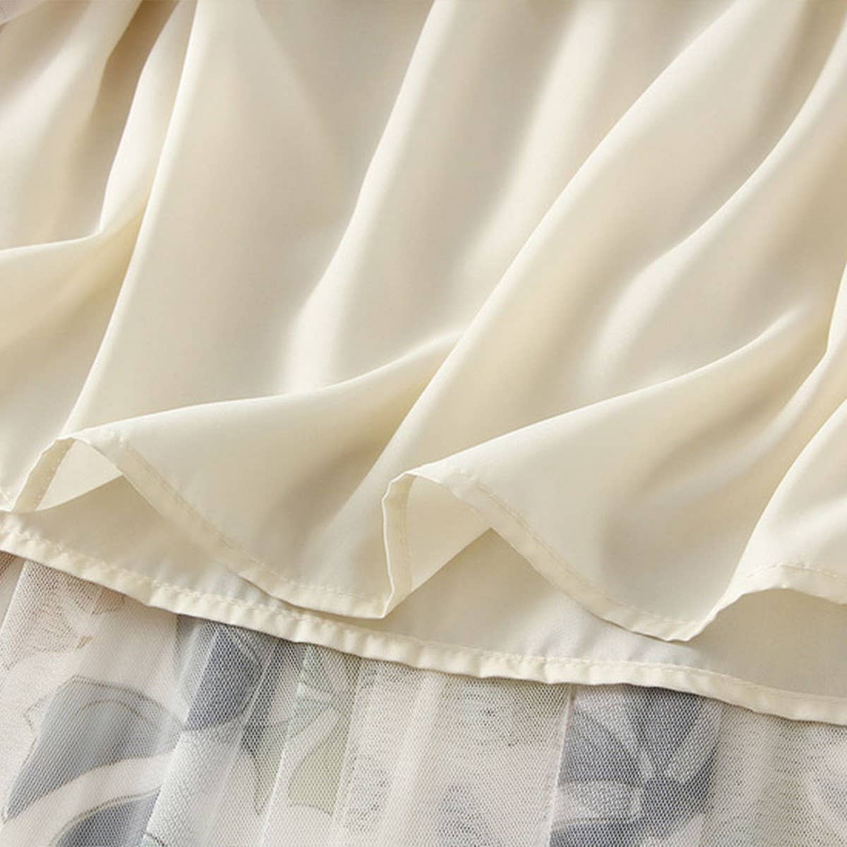 Floral Print Tulle Pleated Midi Skirt