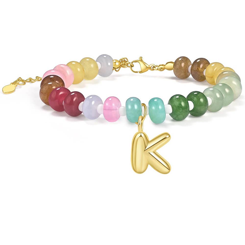 26-letter Dopamine-colored natural stone bracelet