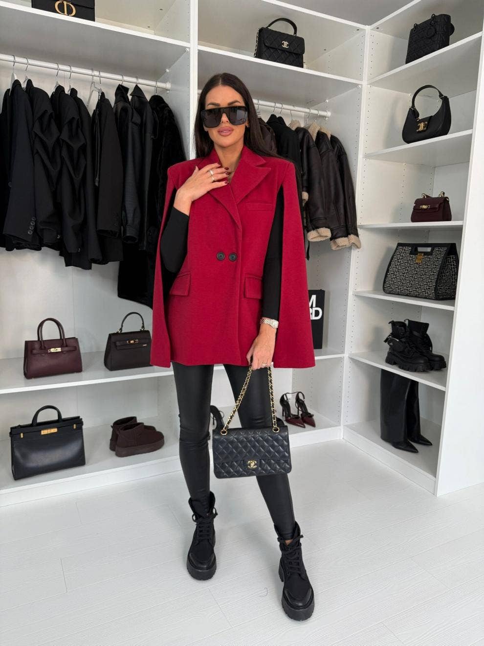 Fashionable solid-color loose suit collar jacket