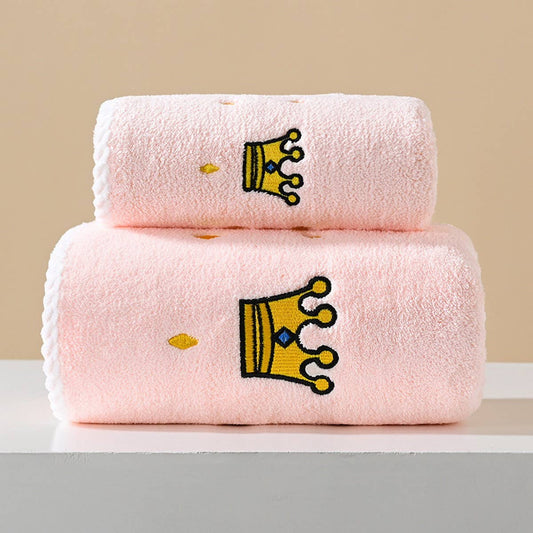 EMBROIDERED THICK CORAL FLEECE BATH TOWEL SET