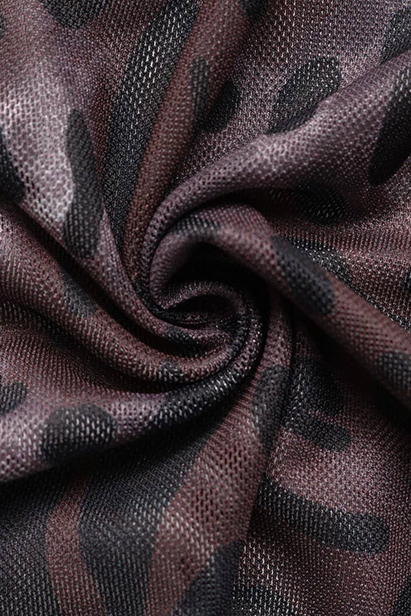 CWDMD6282_OFF-SHOULDER MESH LEOPARD PRINT LONG SLEEVE DRESS