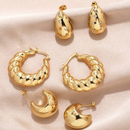 RETRO GOLD PLATED OX HORN EARRINGS_CWAJE1028