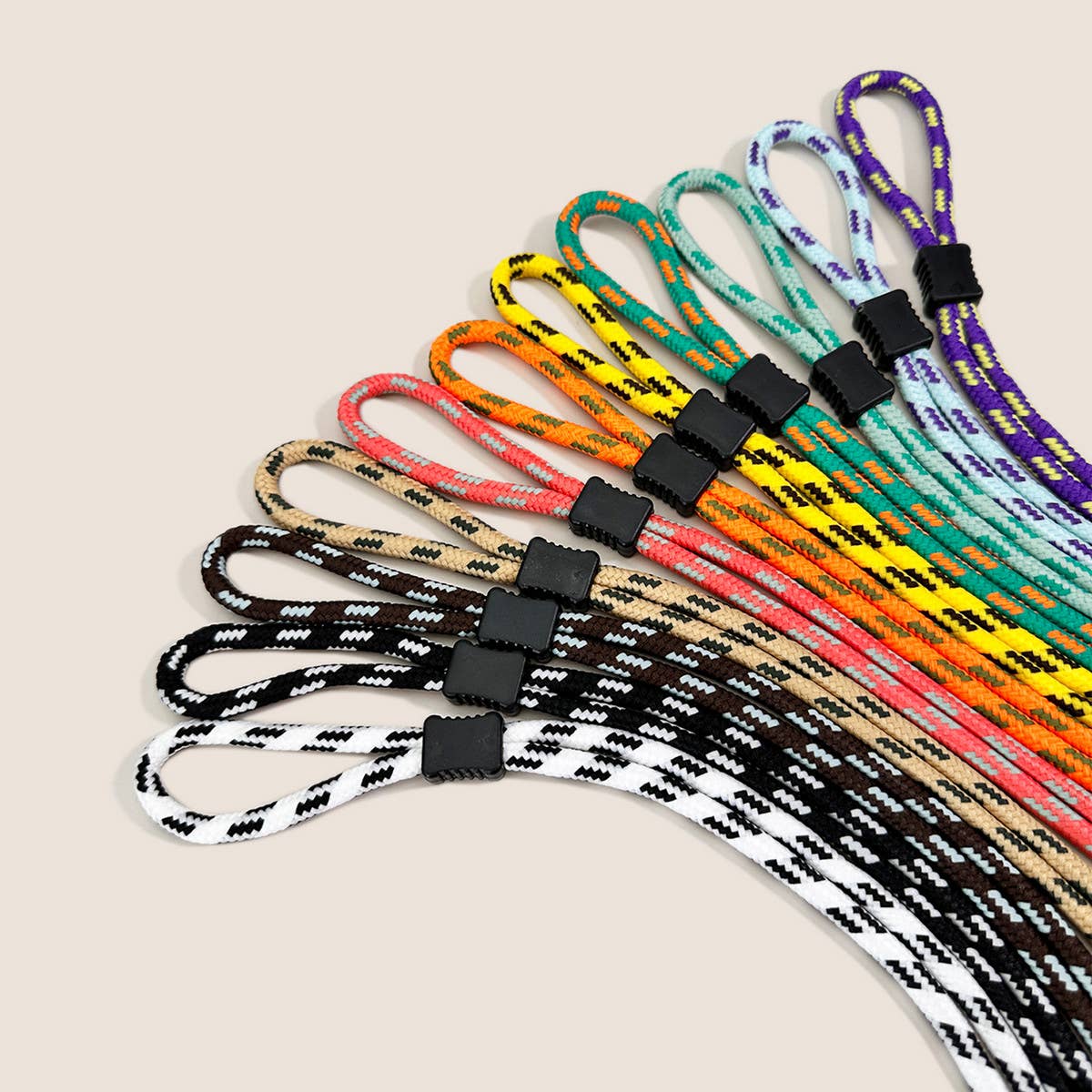 COLORFUL DUAL COLOR BLOCK BRAIDED GLASSES LANYARD