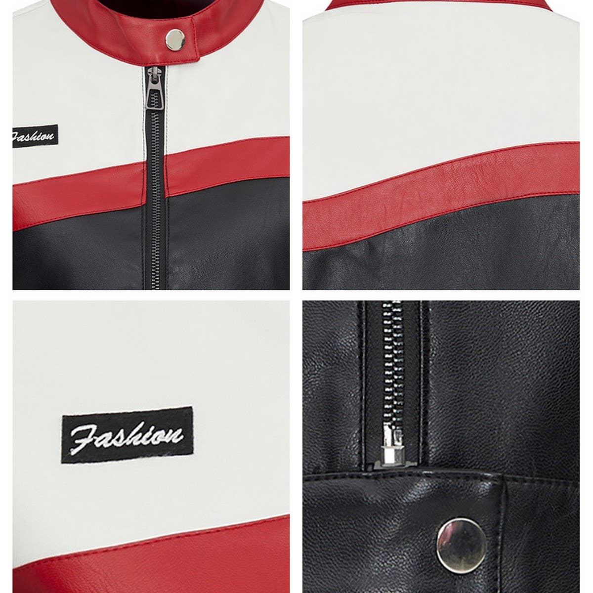 Colorblock Biker Bomber ? Cropped PU Jacket Women