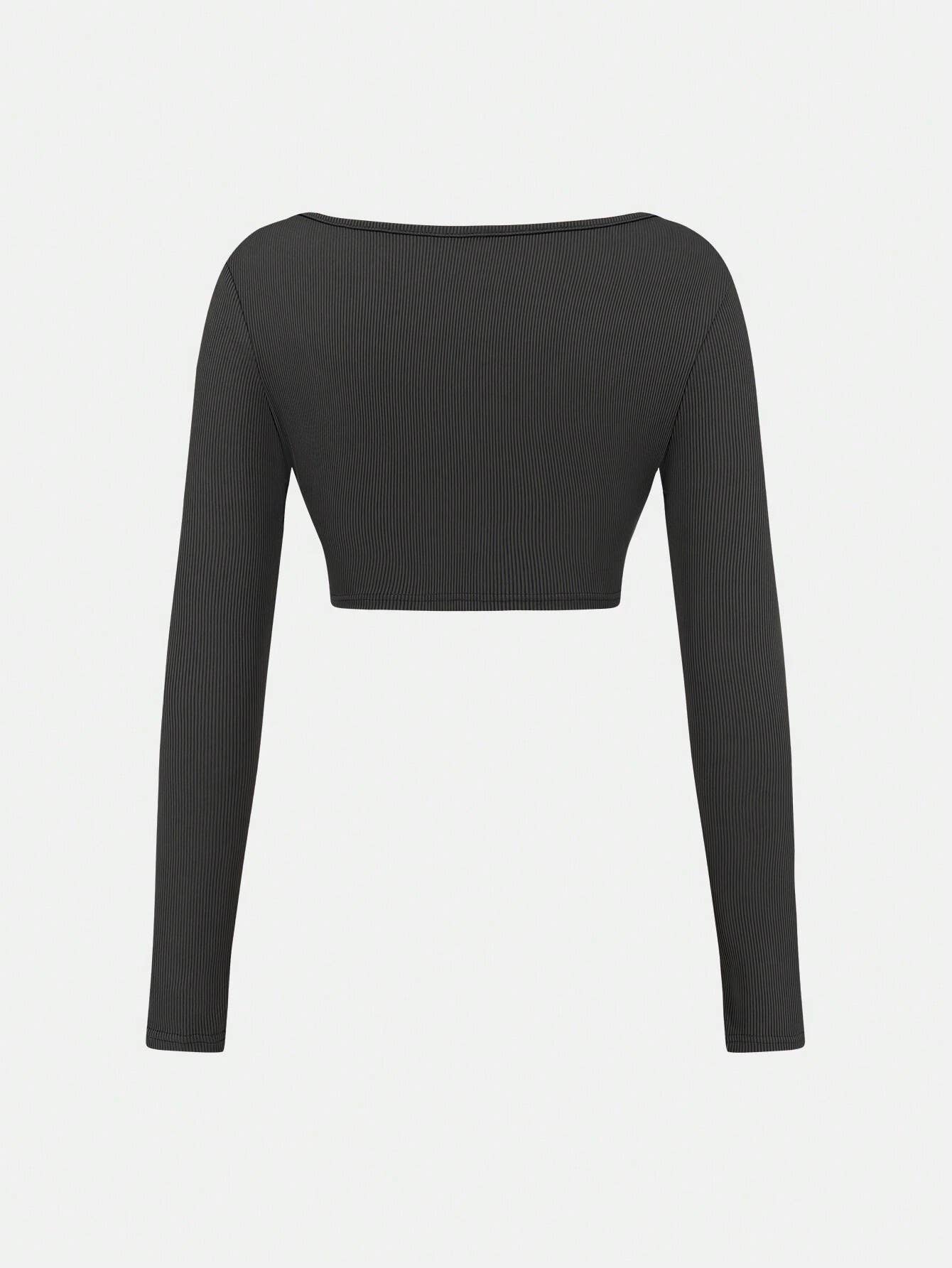 V-NECK CROP SEXY SHORT LONG-SLEEVED TOP