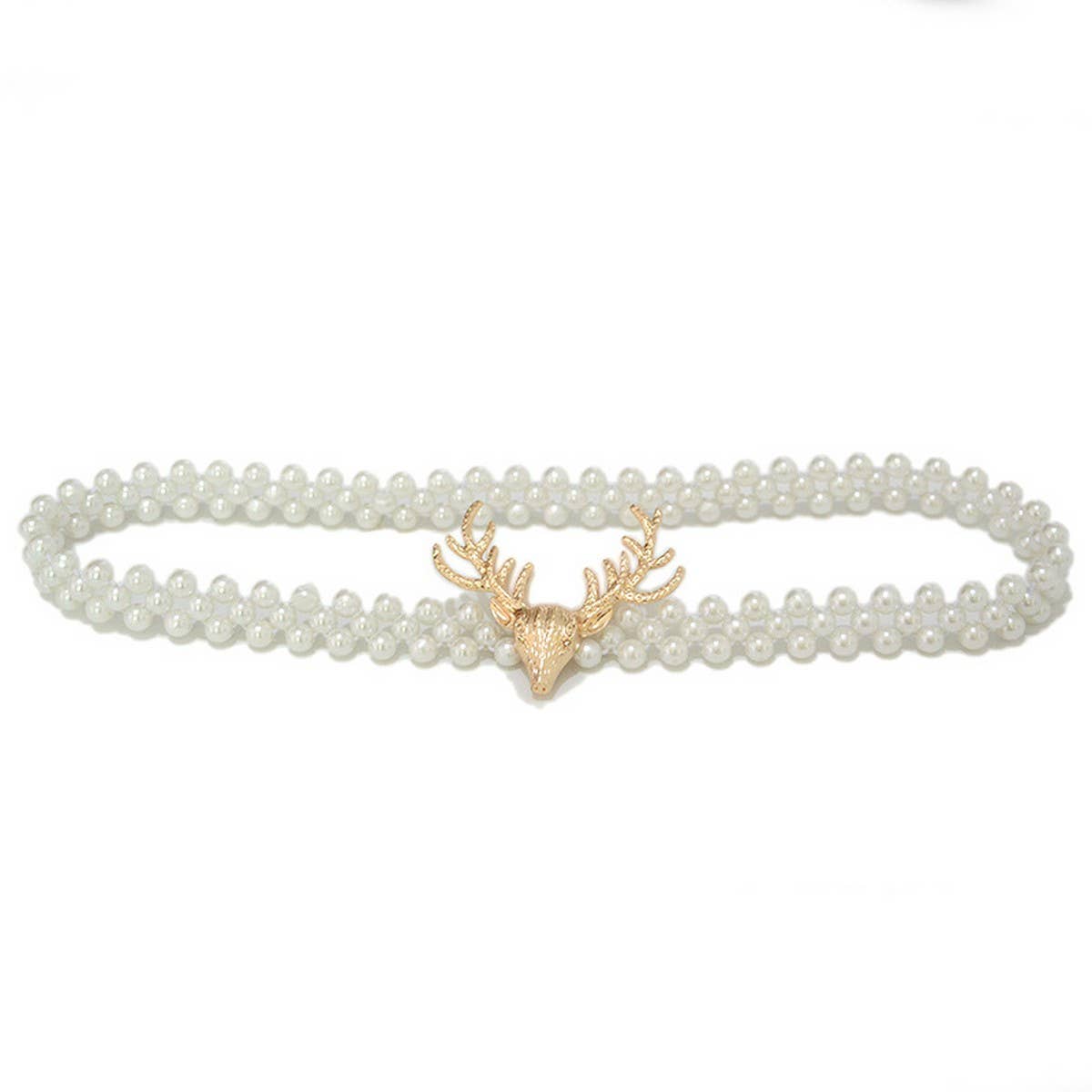 ELEGANT DEER HEAD BUCKLE PEARL WAIST CHAIN_CWABE0506