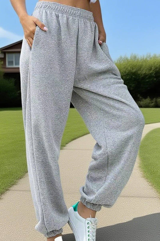 CWBLP2186_SOLID COLOR CASUAL SPORTS LOOSE SWEATPANTS