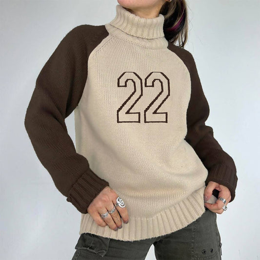 VINTAGE STYLE DIGITAL COLOR TURTLENECK SWEATER