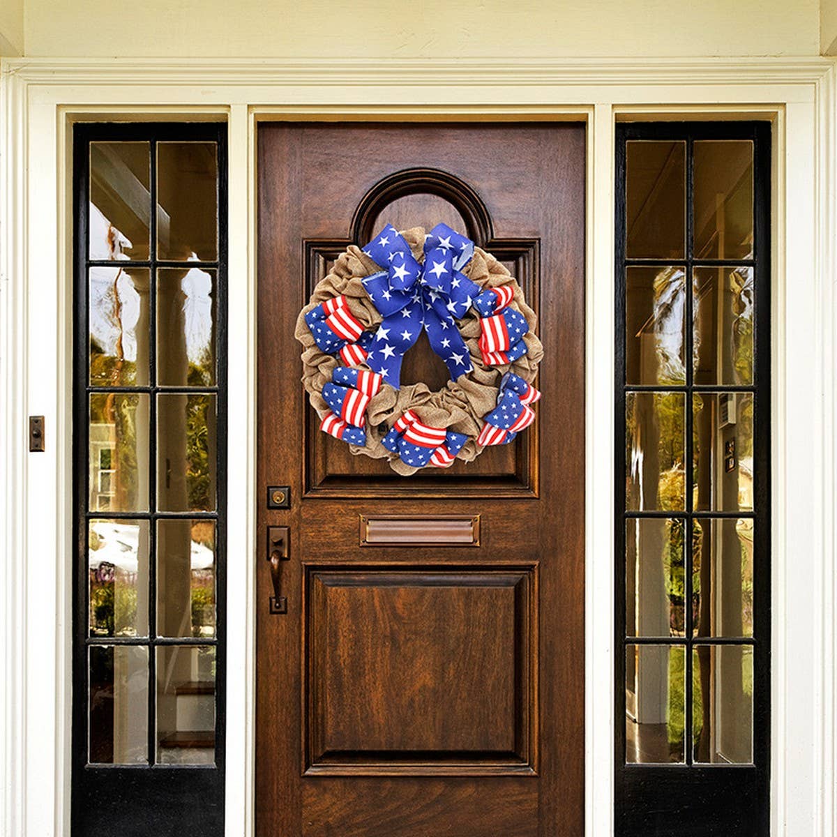 USA Flag Dual Ribbon Wreath for July 4th Decor_CWAJE05387