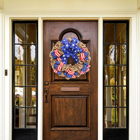 USA Flag Dual Ribbon Wreath for July 4th Decor_CWAJE05387
