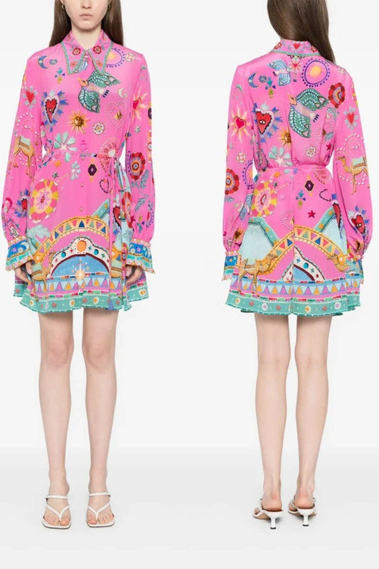 CWDSD8274_SPRING TEMPERAMENT COMMUTER SHIRT COLLAR DRESS