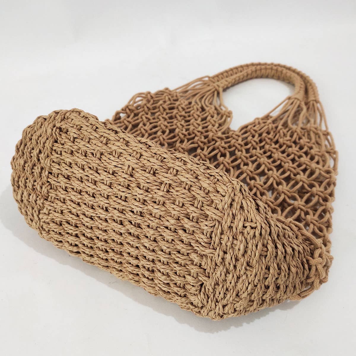 RETRO HOLLOW COTTON ROPE WOVEN BUCKET BAG_CWAB1969