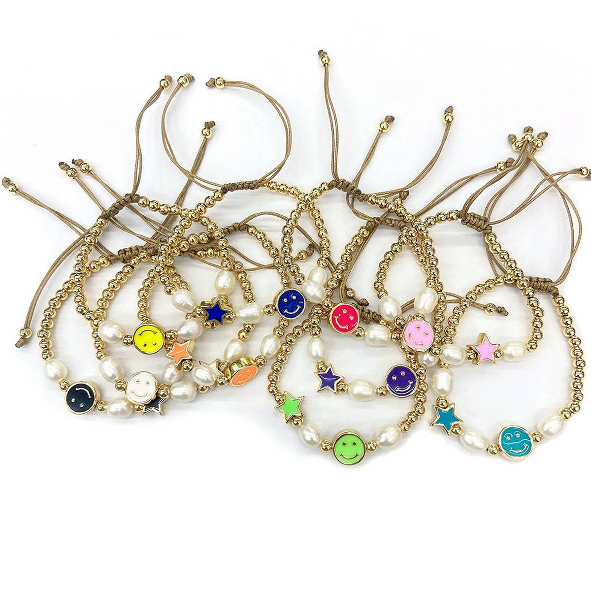 CWAJE4562_COLORFUL FIVE-POINTED STAR SMILEY FACE BRACELET