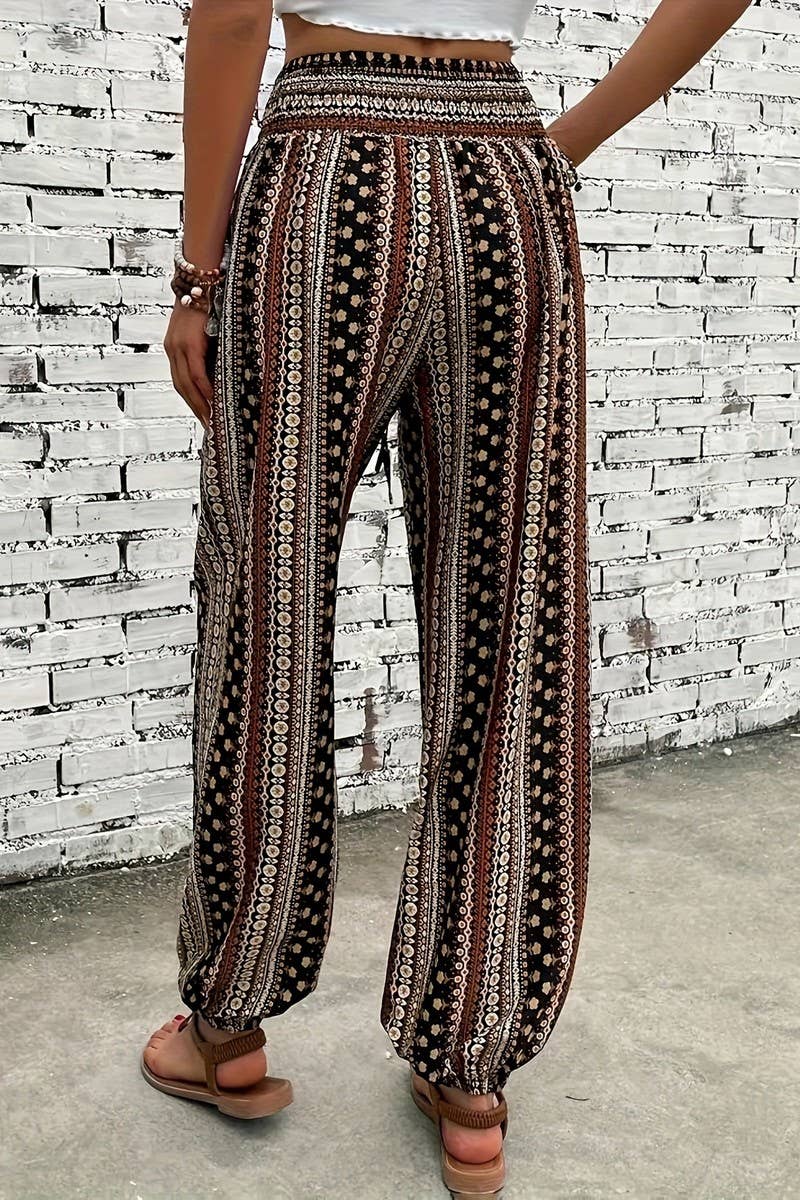 CWBLP2069_BOHO PRINT ELASTIC WAIST DRAPED JOGGER PANTS