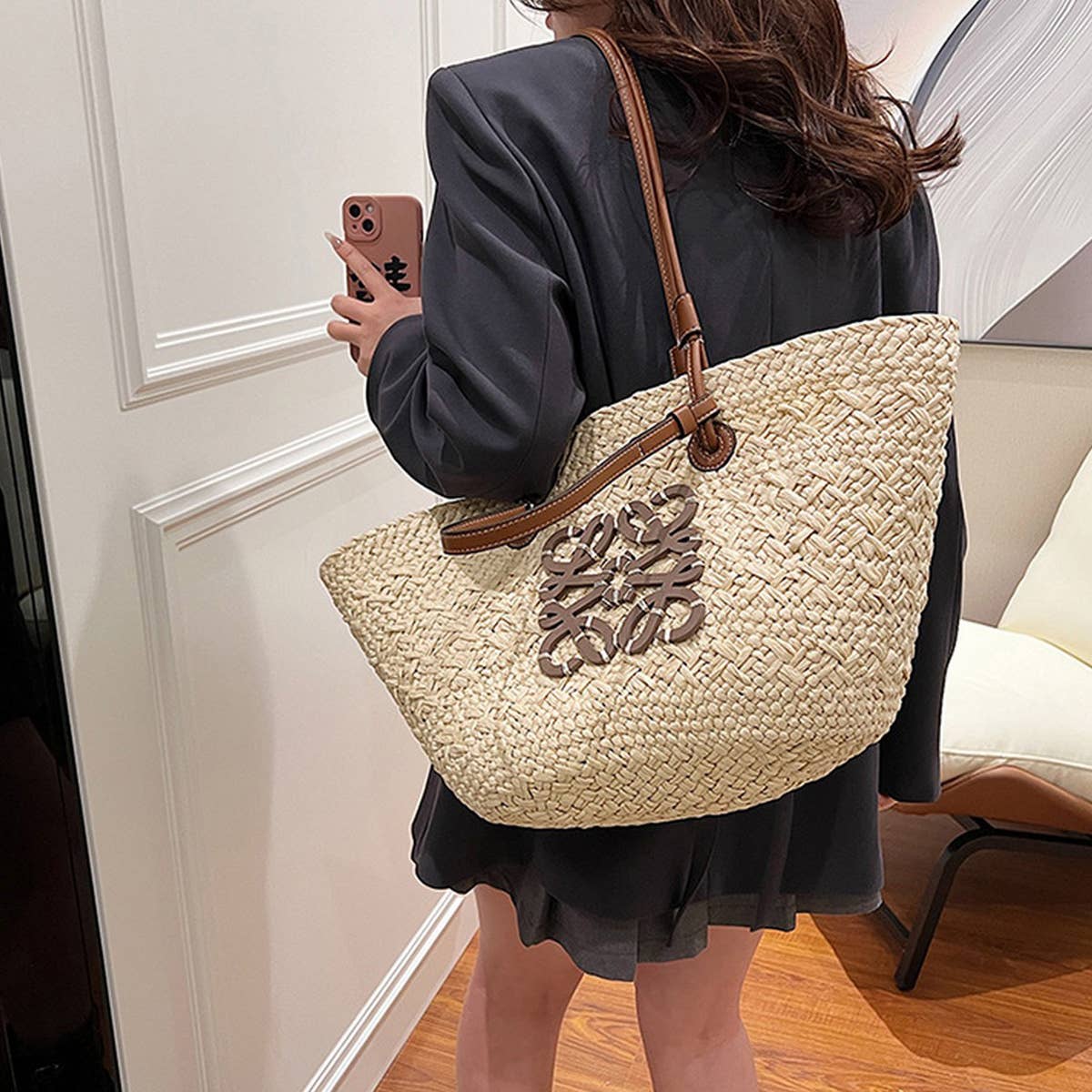 BEACH BAG LARGE CAPACITY FASHIONABLE WOVEN BAG_CWAB2303