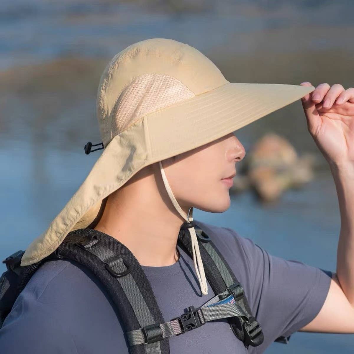 LARGE BRIM OUTDOOR FACE AND NECK SUN HAT_CWAH1470