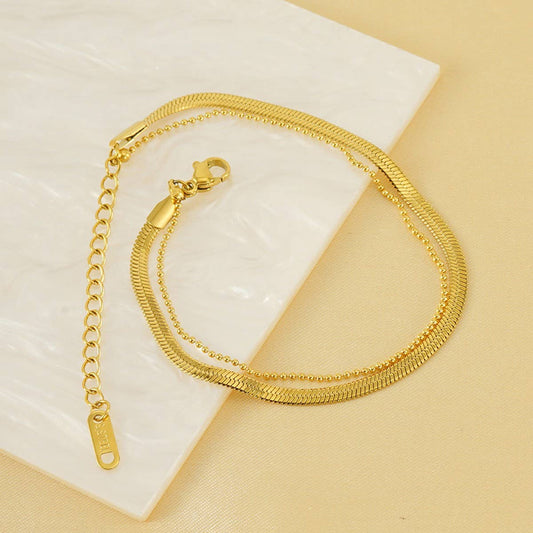 CWAJE1953_Simple Charm Double Layered Ankle Bracelet