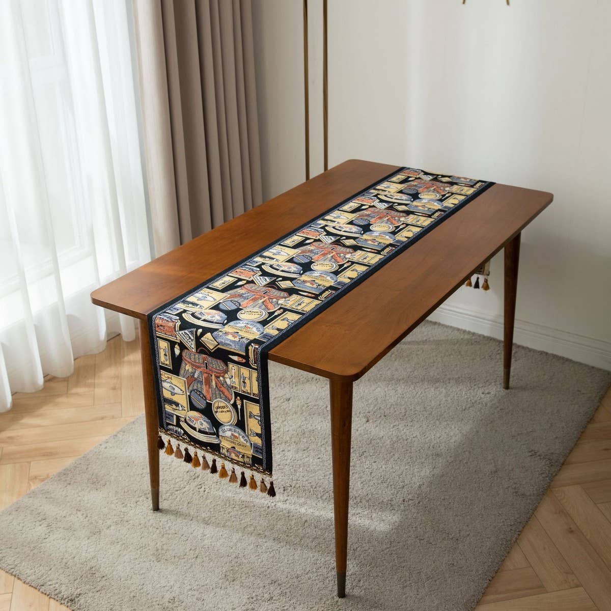 CONTRAST FABRIC FESTIVE TABLECLOTH