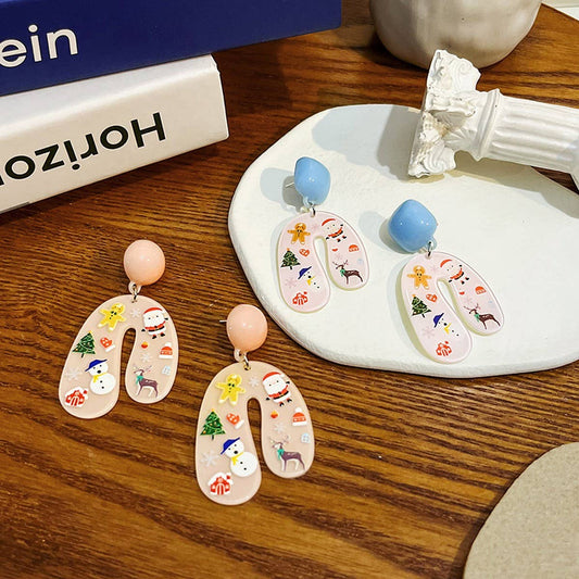 CARTOON U-SHAPED PRINT SWEET EARRINGS_CWAJE1872