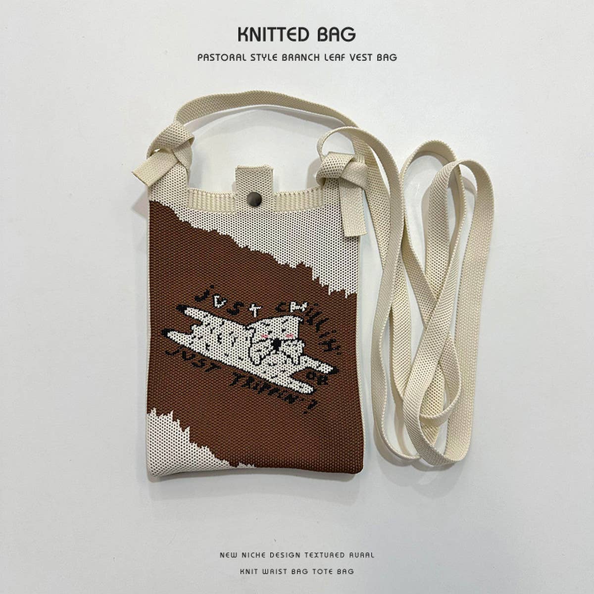 NEW STYLE CARTOON PUPPY KNITTED CROSSBODY BAG_CWAB2382