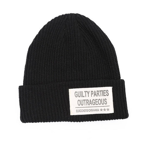 CWAH04358_GUILTY PATCH KNIT BEANIE WINTER WARM HAT