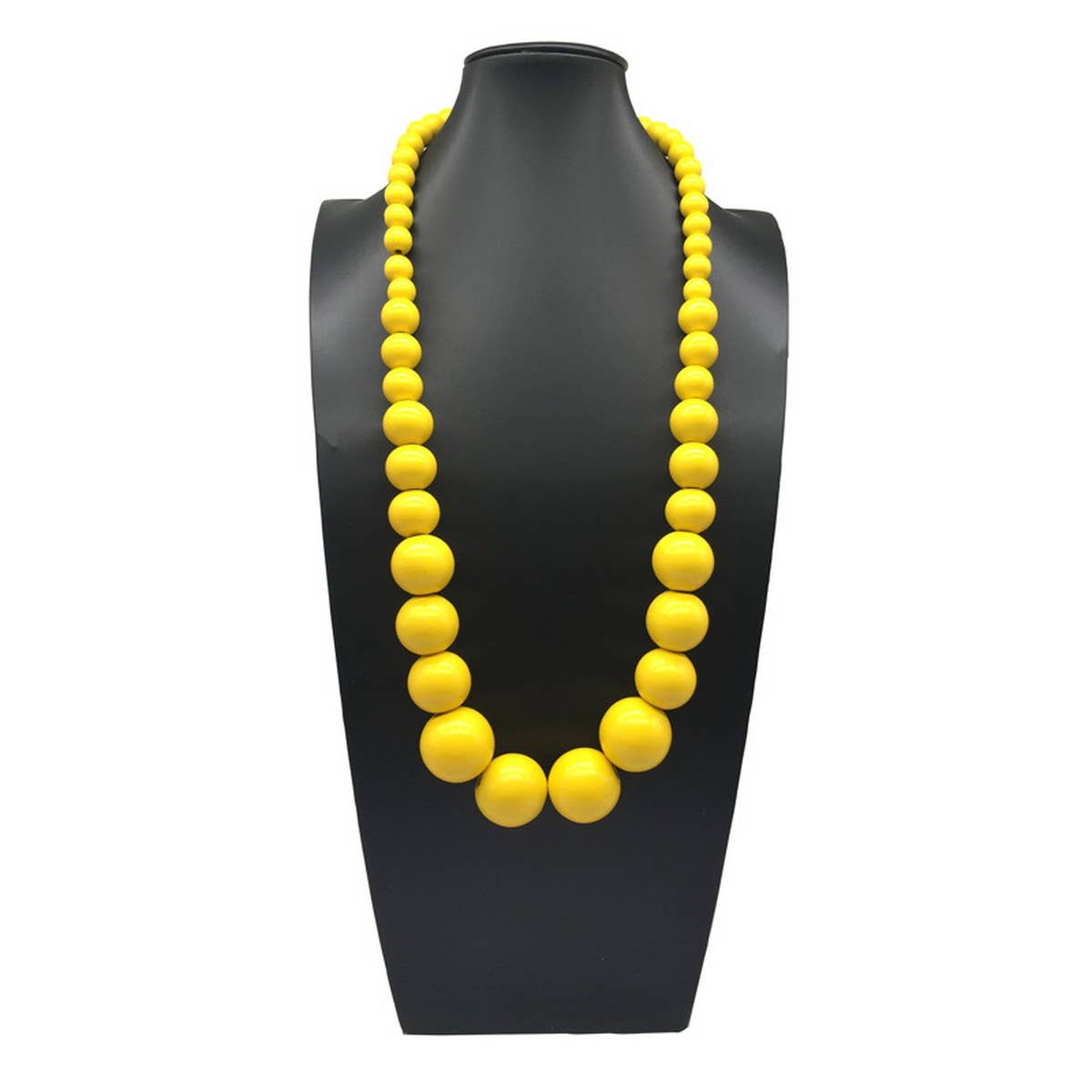 COLORFUL WOODEN LARGE ROUND BEAD LONG NECKLACE