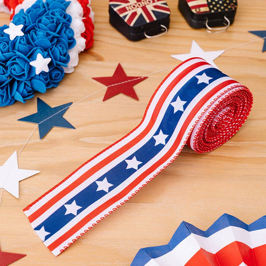 CWMM10223_USA FLAG RIBBON RED WHITE BLUE  PARTY DECOR