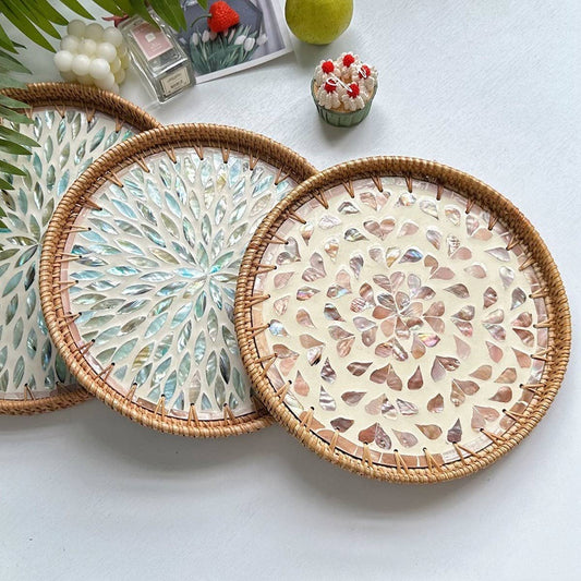 RATTAN FRUIT TRAY COFFEE TABLE SHELL TRAY_CWMM4534