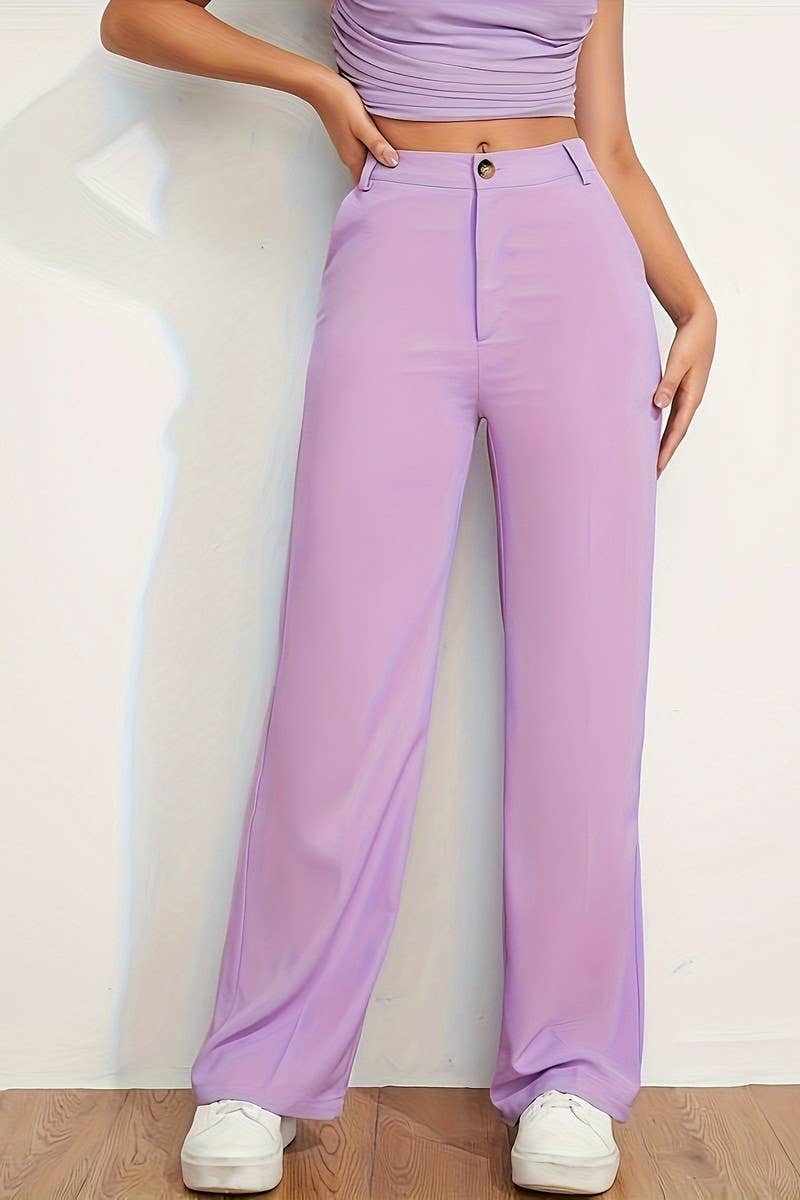 CWBLP2079_SOLID HIGH WAIST SLIM COMFORT DRESS PANTS