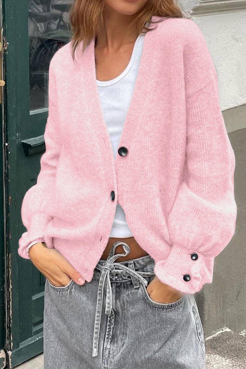 CWOCAL00769_SOLID COLOR LONG-SLEEVED KNITTED CARDIGAN