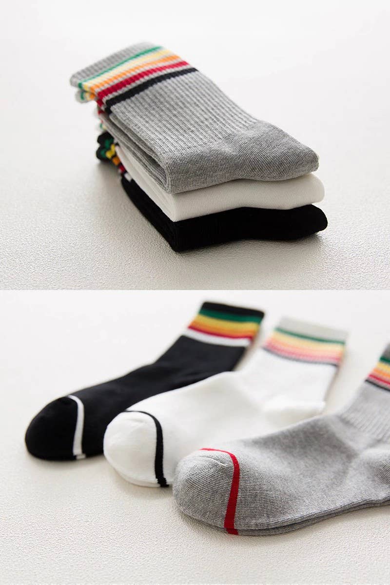 RAINBOW LINED ANKLE CREW SOCKS_CWMS118