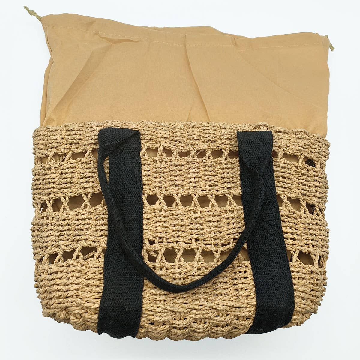 WOMEN CASUAL WOVEN STRAW SQUARE TOTE BAG _CWAB0822