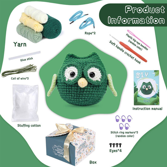 HAND KNITTED DOLL OWL CROCHET SET