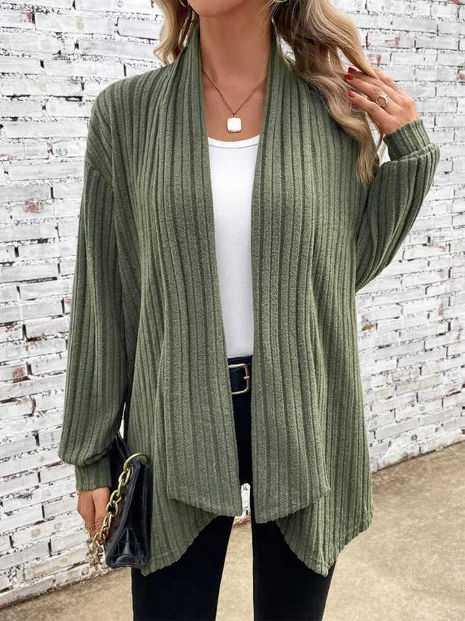 SOLID COLOR LOOSE UNBUTTONED CARDIGAN JACKET