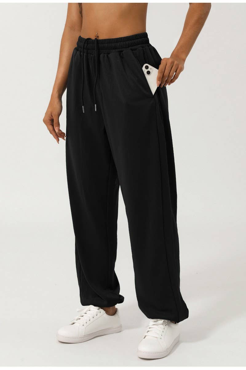 CWBLP1233_SOLID HIGH WAIST DRAWSTRING SWEATPANTS