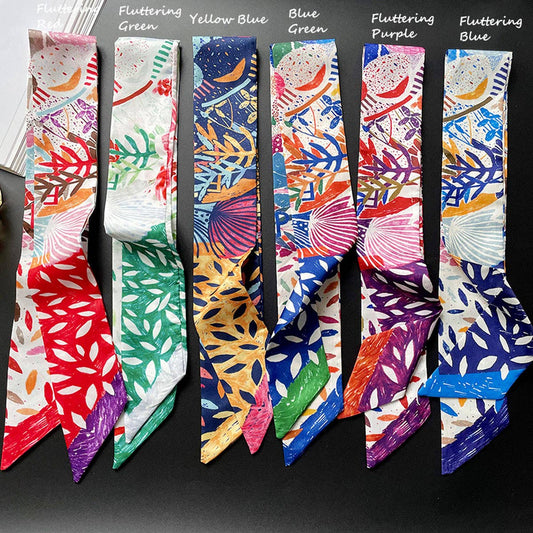 NARROW DECORATIVE SILK SCARF WITH TIEABLE BOW