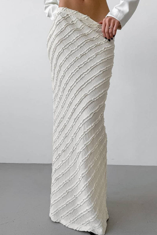 CWBLS0368_HIGH WAIST LACE TRIM SLIM MAXI SKIRT