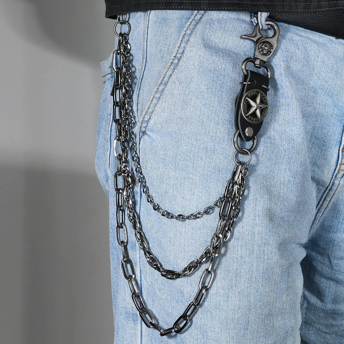HIP HOP FIVE-POINTED STAR THREE-LAYER JEANS CHAIN
