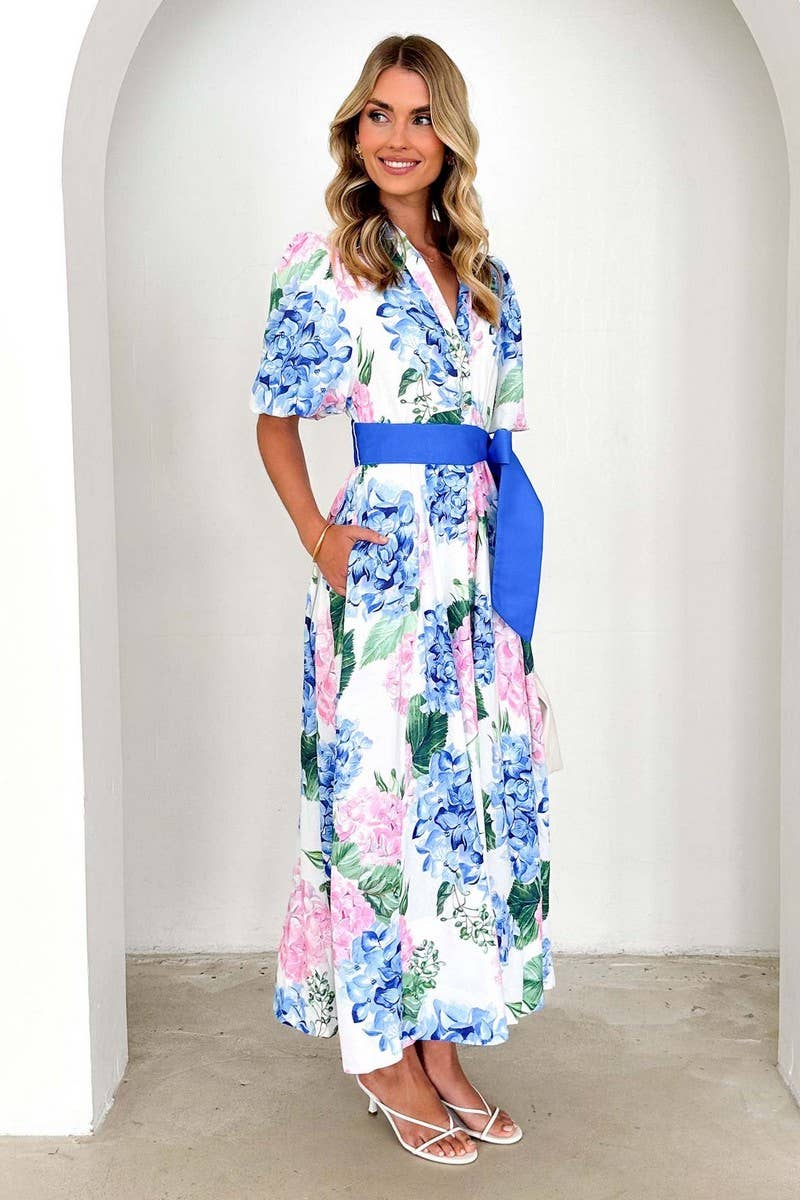 CWDMD5574_BOHO FLORAL PRINT BELTED A-LINE DRESS
