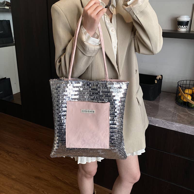 Sequined versatile single-shoulder bag