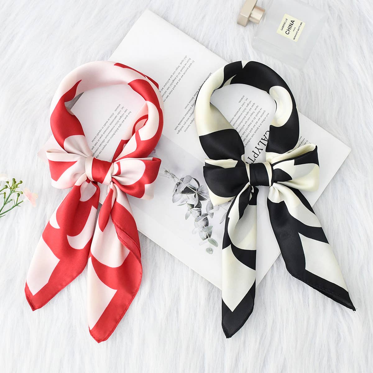 Floral Satin Scarf for Commuting & Sun Protection