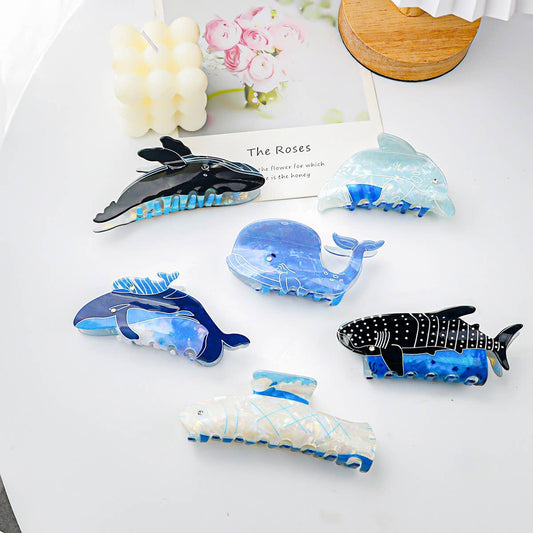 CWAHA1312_PERSONALITY BLUE WHALE SERIES HAIR CLAW CLIP