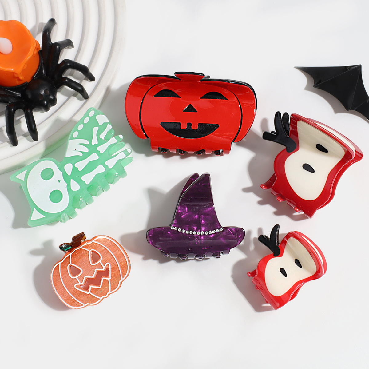 Halloween Acetate Hair Claw ? Witch & Bat Design