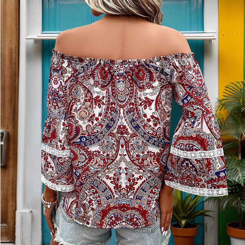 Irregular strapless neckline with long sleeves