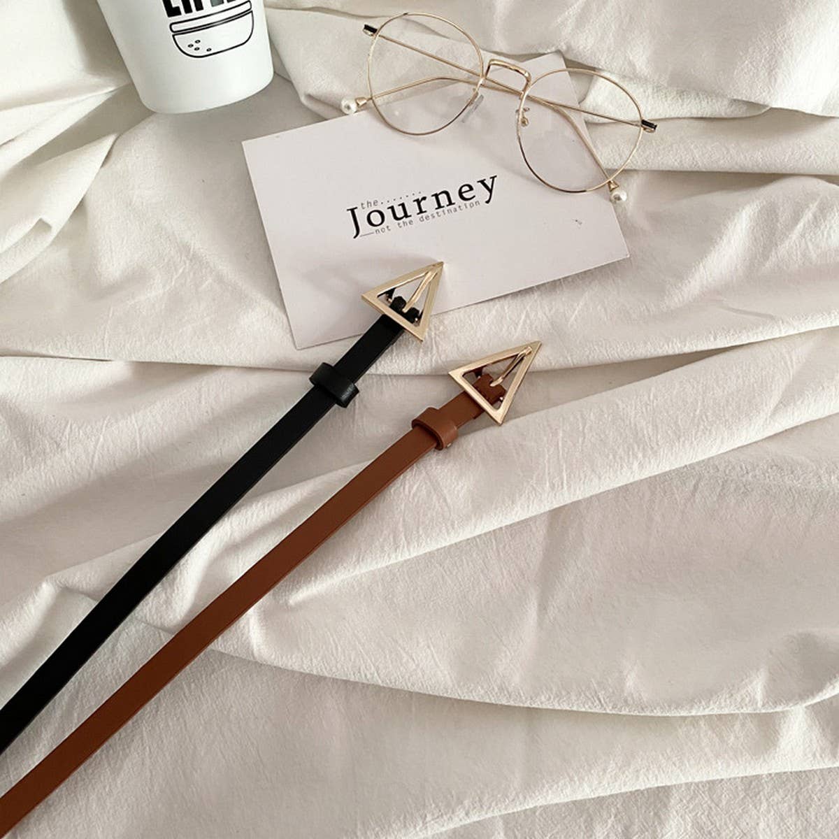 TRIANGULAR PIN BUCKLE WITH SWEATER SUIT THIN BELT_CWABE0654