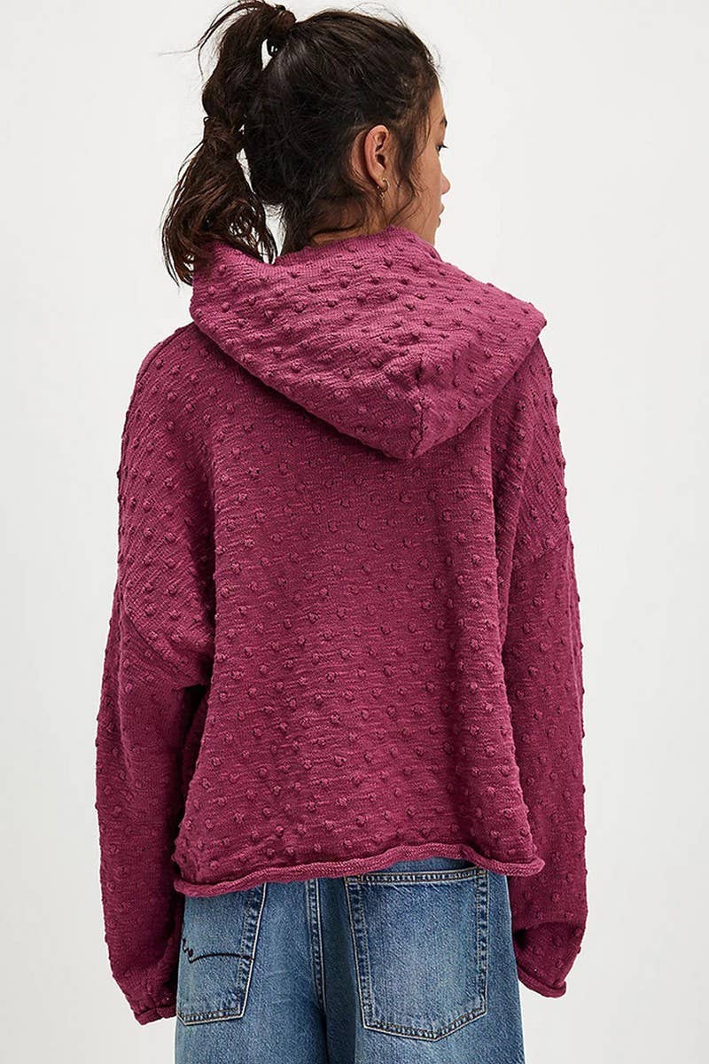 CWOSWL07756_2025 CASUAL LOOSE PULLOVER HOODED KNIT SWEATER