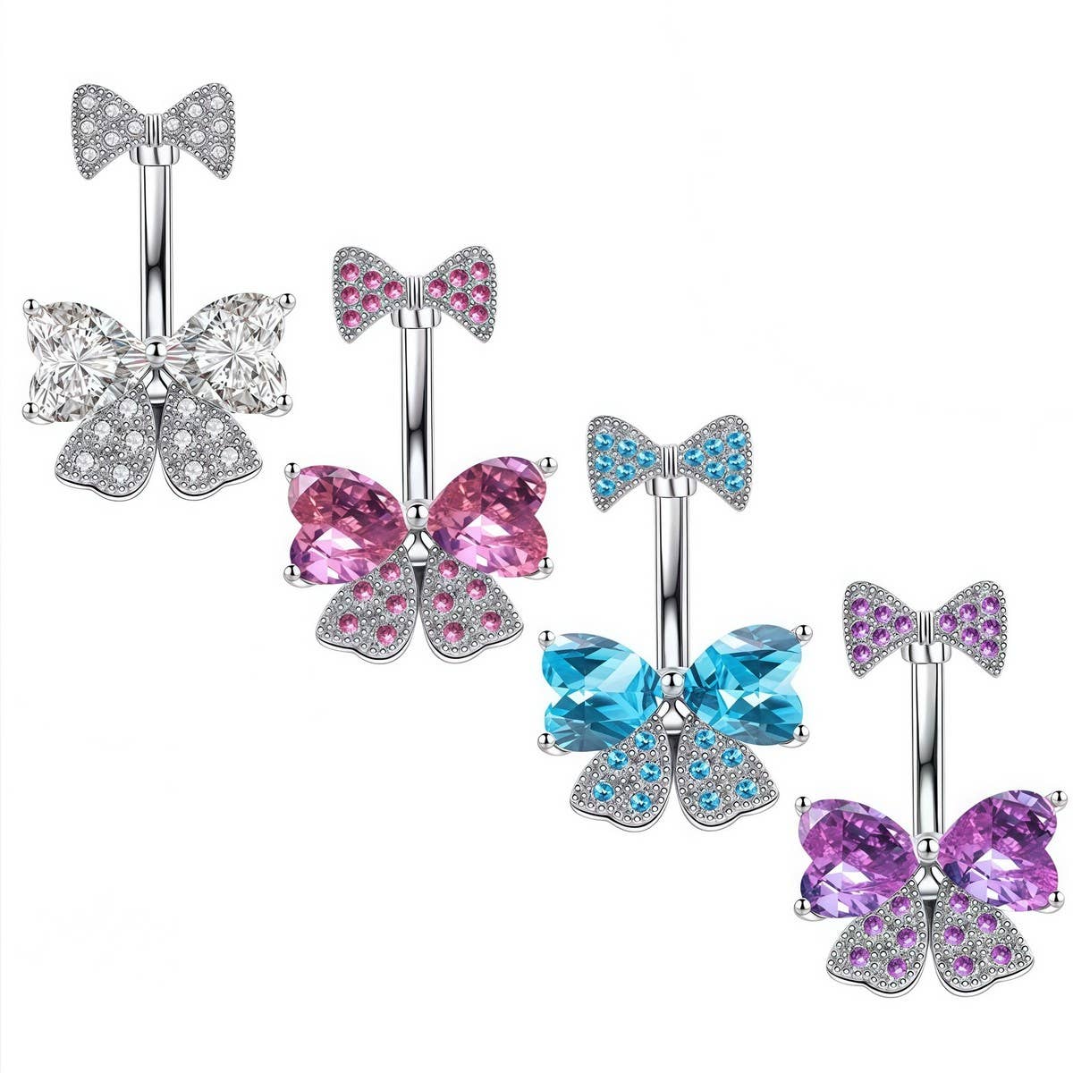 Best-Selling Copper Bow Zircon Belly Button Ring_CWMM9462
