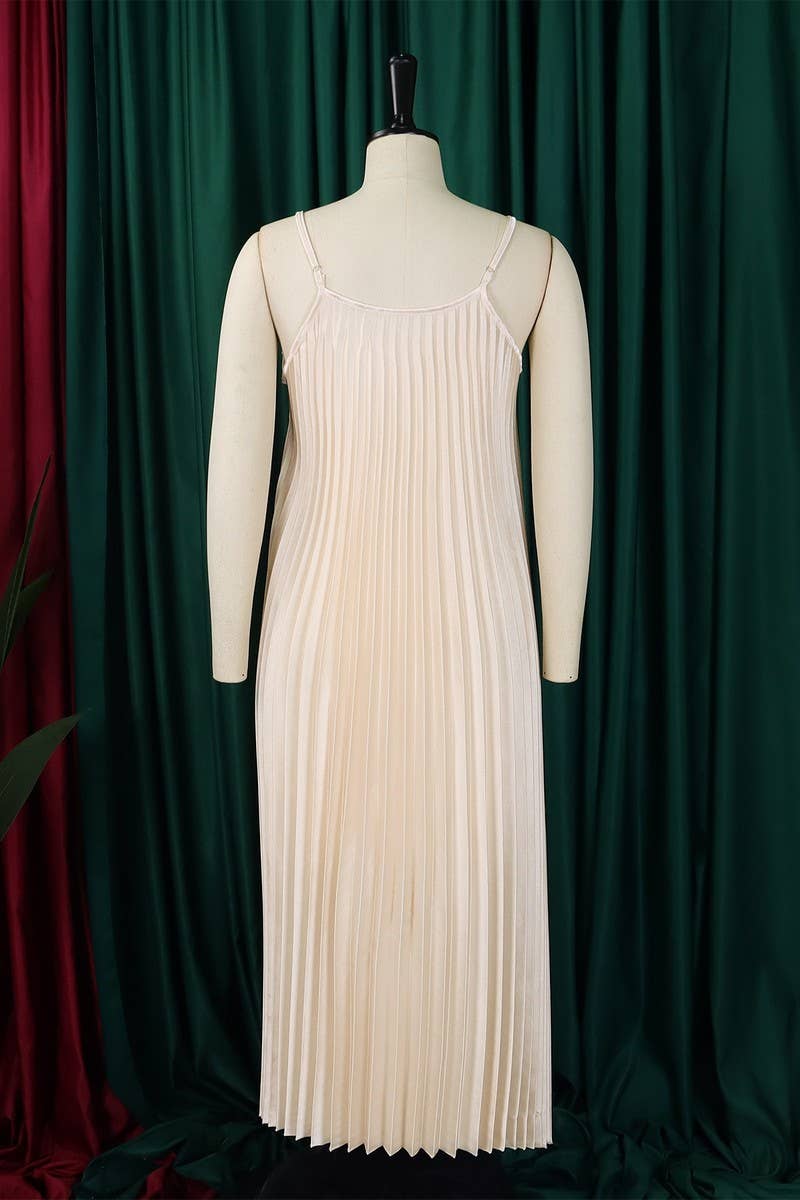 CWDMD1722_PLUS SIZE SLING PLEATED LONG DRESS