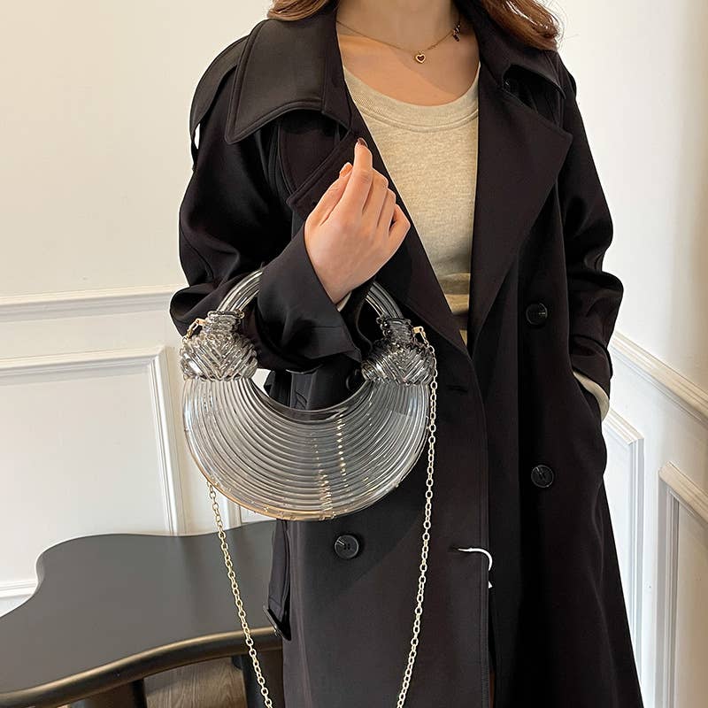 diamond-shaped transparent handbag