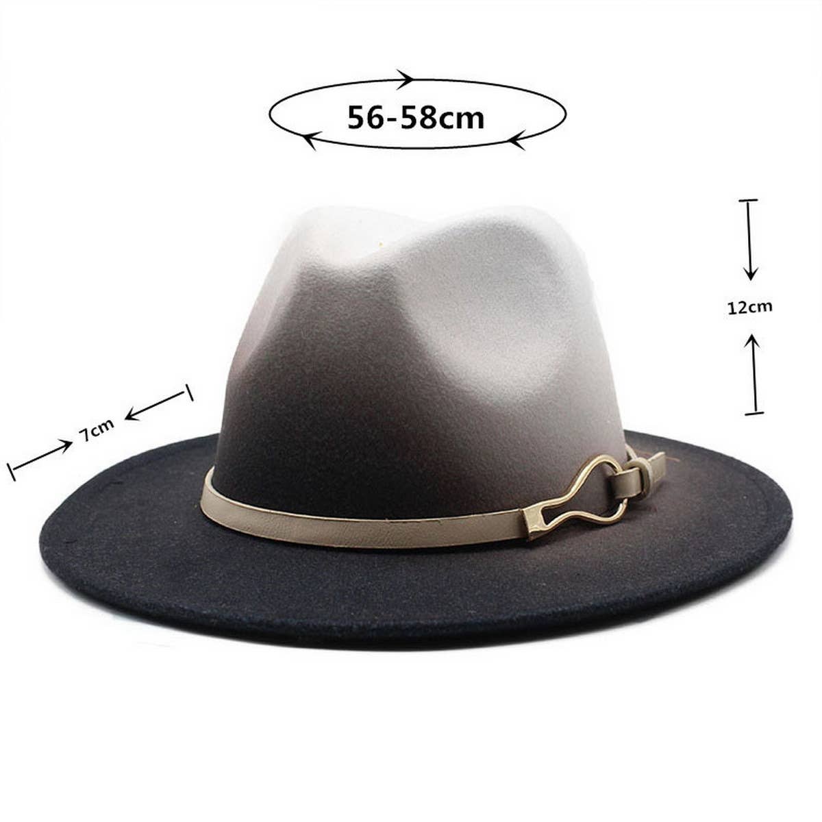 FASHION GRADIENT TWO-COLOR THICK FELT HAT JAZZ HAT_CWAH0817